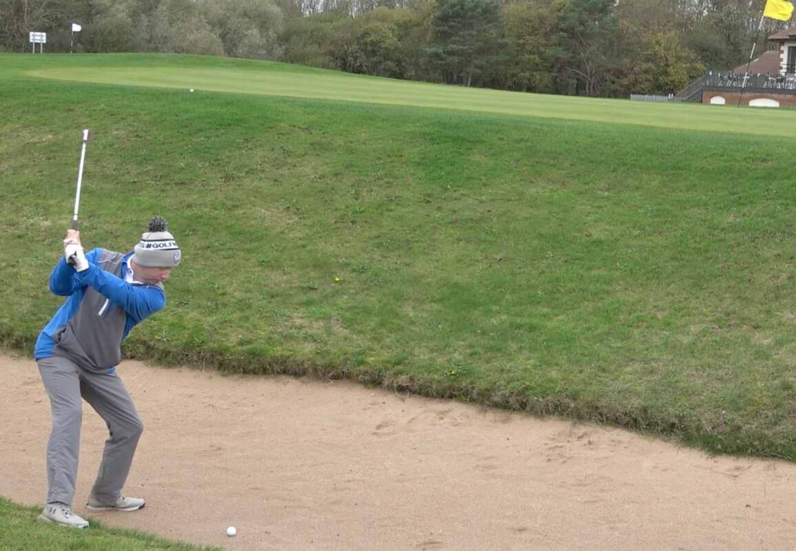 carl broadbent in a deep bunker at bridlington links