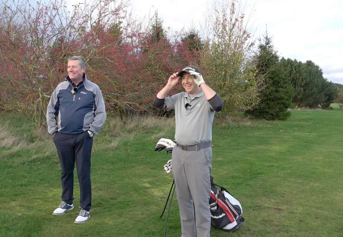 image of carl broadbent having a on course golf lesson with andrew smith 